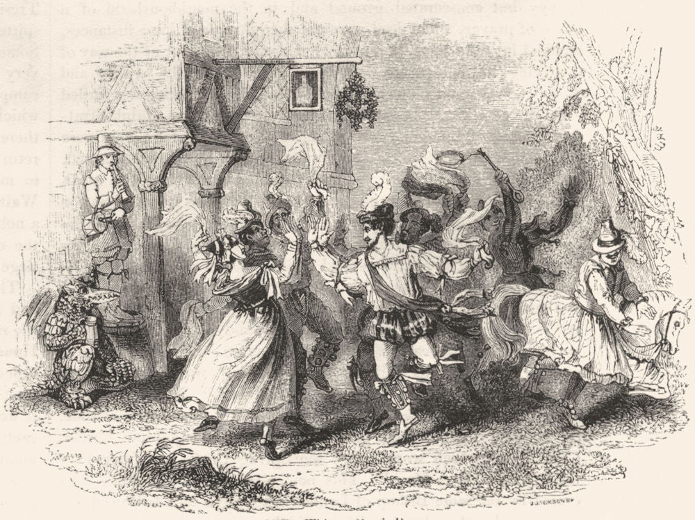 DANCE. Whitsun Morris-Dance 1845 old antique vintage print picture